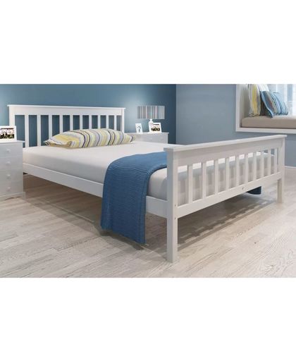 vidaXL Bed met matras massief grenenhout wit 140x200 cm