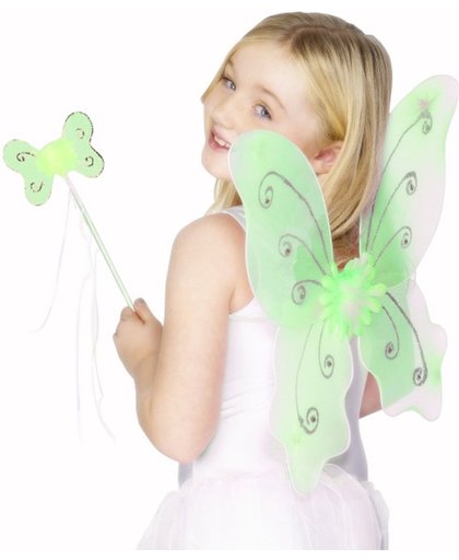 Vegaoo Groene vlinderset voor meisjes One Size