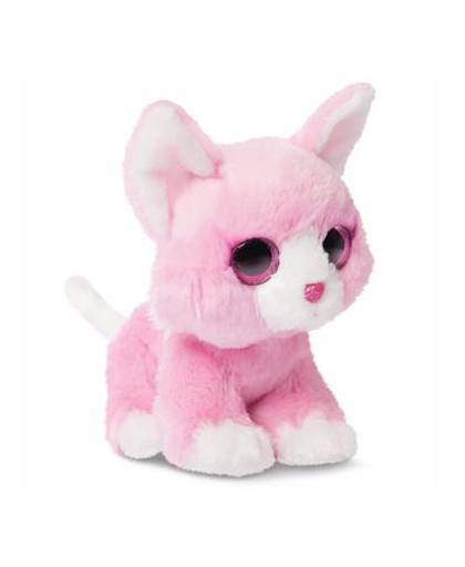 Pluche roze katten knuffel 18 cm