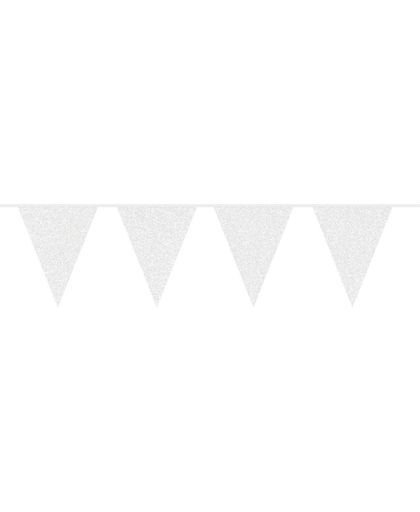 Witte Glitter Vlaggenlijn - 6 meter
