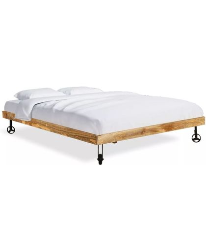 vidaXL Bed met matras 180x200 cm ruw mangohout