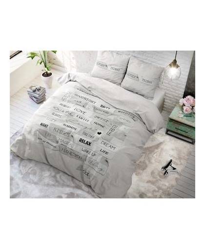 Sleeptime lovely things grey - dekbedovertrek: 1-persoons (140 cm)