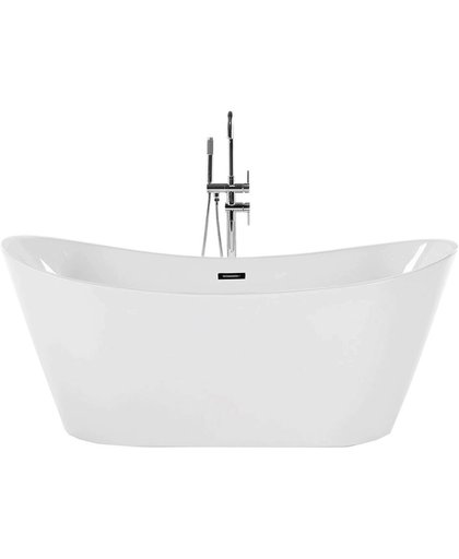 beliani Vrijstaande badkuip wit - acrylbad ovaal - met overloop - staand bad - ANTIGUA