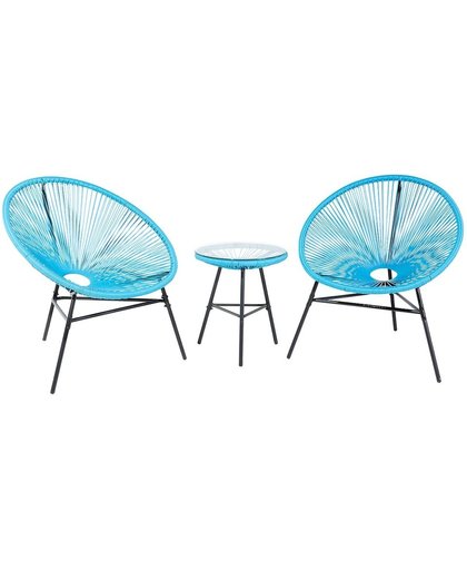 beliani Tuinmeubel blauw - balkonmeubel - terrasmeubel - tafel met 2 stoelen - ACAPULCO