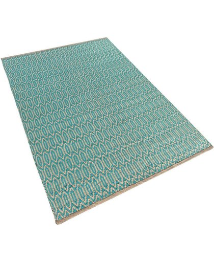 beliani Tapijt blauw-beige - 80x150 cm - carpet - karpet - katoen - jute - vloerkleed - SILOPI