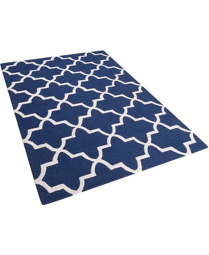 beliani Tapijt blauw - 140x200 cm - wollen tapijt - carpet - karpet - vloerkleed - wol - SILVAN