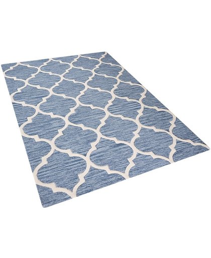 beliani Tapijt lichtblauw - 140x200 cm - wollen tapijt - carpet - karpet - vloerkleed - wol - YALOVA