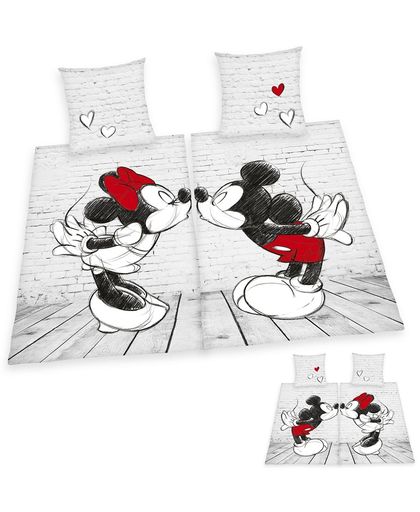 Herding 4-delige set bedlinnen Disney Mickey & Minnie Herding wit