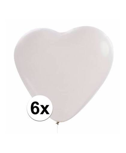 6x hartjes ballonnen wit
