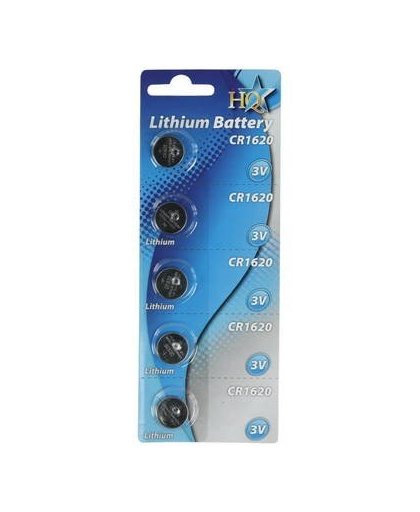 HQ CR1620 lithium batterij 3V 70mAh (5 per Blister)