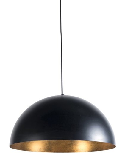 QAZQA Moderne hanglamp zwart met gouden binnenkant 50cm - Magna Basic