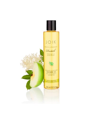 De Shower Oil Apple & Elderflower van JOIK is een luxueuze en zijdeachtige doucheolie, transformeert in zacht schuim bij aanraking met water en reinigt zachtjes. De geur is een frisse combinatie van appels en witte bloemen met geurige kruiden en citrus on
