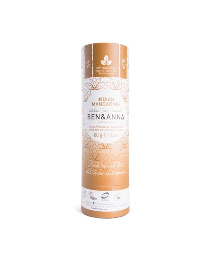 Indian Mandarine Natural Soda Deodorant van Ben&Anna is een deodorant waarin de sensualiteit en charme van India tot uitdrukking komen. De zoetheid van de sinaasappel en de frisheid van citrus vormen de perfecte combinatie om uw zintuigen te prikkelen. Be