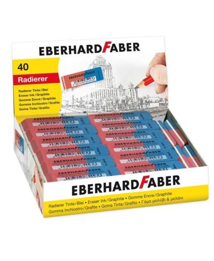eberhard faber Gum Eberhard Faber inkt/potlood rood/blauw doos à 40 stuks