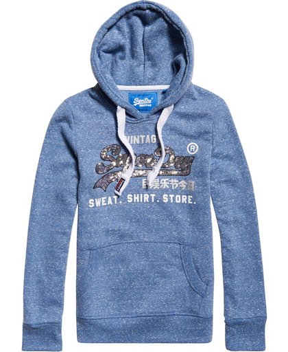 Superdry Shop Sequin Entry Hood  Sporttrui casual - Maat M  - Vrouwen - blauw/grijs