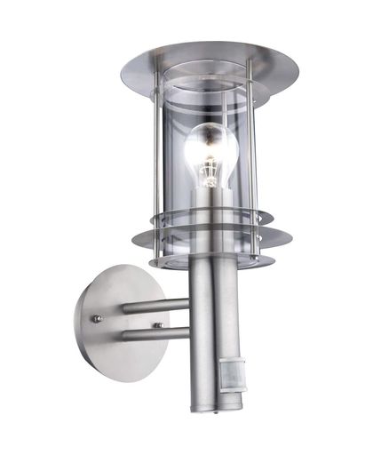 GLOBO Buiten wandlamp sensor MIAMI roestvrij staal zilverkleurig 3151S