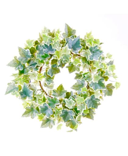 Emerald Kunstplant klimop krans groen en wit 35 cm 416347