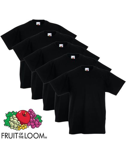 Fruit of the Loom T-shirt kinderen maat 152 100% katoen 5 stuks (zwart)