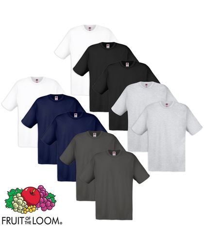 10 Fruit of the Loom Original T-shirt 100% katoen multi-kleur XXL
