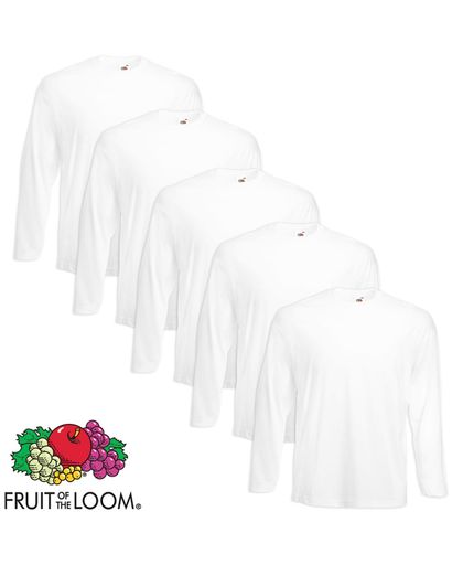 Fruit of the Loom 5 Value Weight Longsleeve T-shirt wit S
