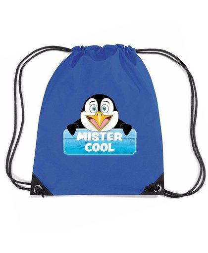 Mister Cool de pinguin rugtas / gymtas blauw voor kinderen Blauw