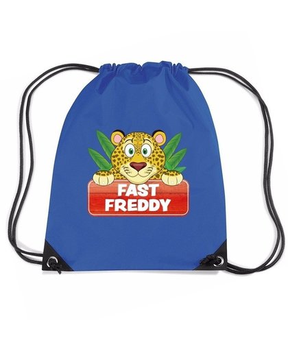 Fast Freddy het luipaard rugtas / gymtas blauw voor kinderen Blauw