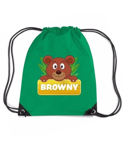 Browny de Beer rugtas / gymtas groen voor kinderen Blauw