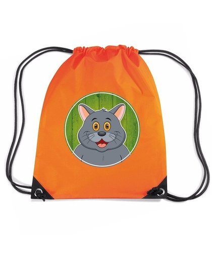 Grijze katten / poes rugtas / gymtas oranje voor kinderen Oranje
