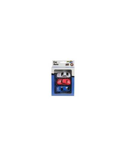 Gearbox Auto set Diecast 1:87 7 cm wit/rood/blauw 3 stuks