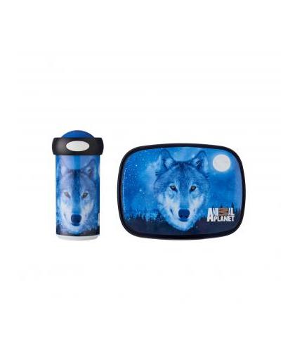Mepal lunchbox midi + schoolbeker - Animal Planet Wolf