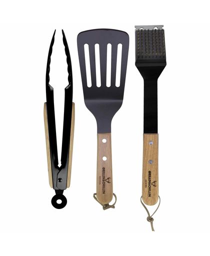 Gusta 3 Piece Barbecue Set Wood and Metal 03250070