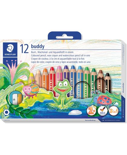 Staedtler - Buddy 140 - Chunky 3in1 coloured pencils in a cardboard box with 12 colours (140 C12)