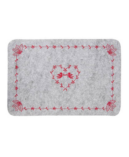 Clayre & eef placemat 45x30 cm - grijs, rood - stof
