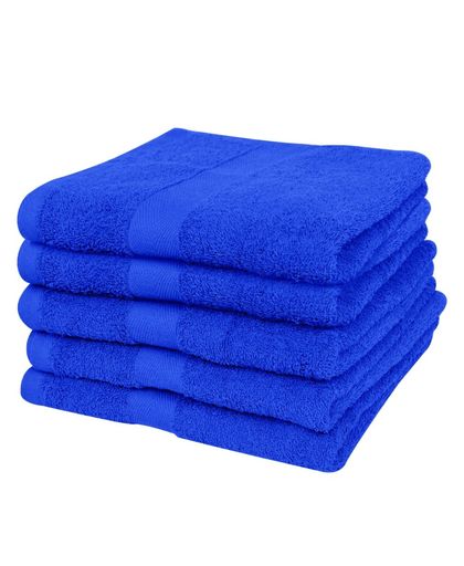 Handdoekenset 500 gsm 50x100 cm katoen koningsblauw 5-delig