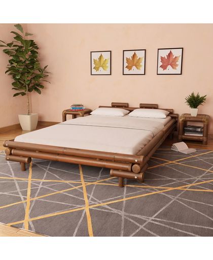 vidaXL Bamboo Bed 140x200 cm Dark Brown