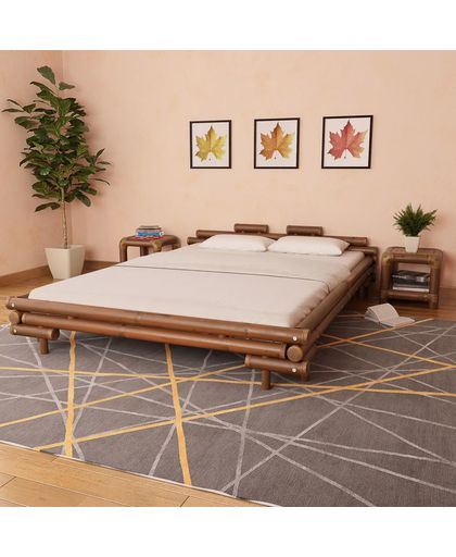 vidaXL Bamboo Bed 160x200 cm Dark Brown