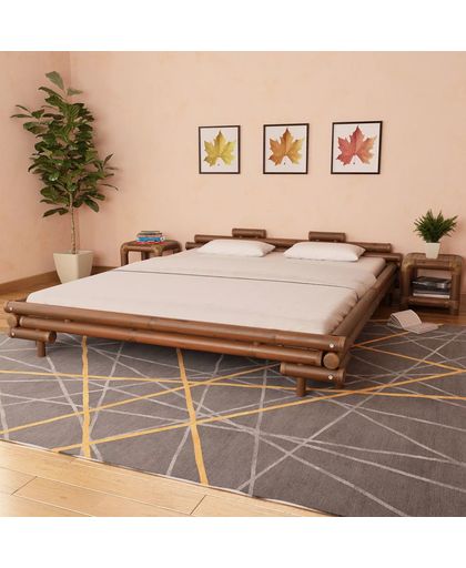 vidaXL Bamboo Bed 180x200 cm 6FT Super King Dark Brown