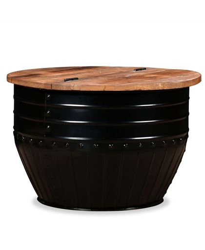 vidaXL Salontafel tonvormig massief gerecycled hout zwart