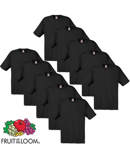 Fruit of the Loom T-shirt maat XXL 100% katoen 10 stuks (zwart)