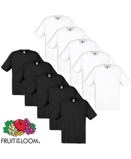 Fruit of the Loom T-shirt maat L 100% katoen 10 stuks (5 wit/5 zwart)