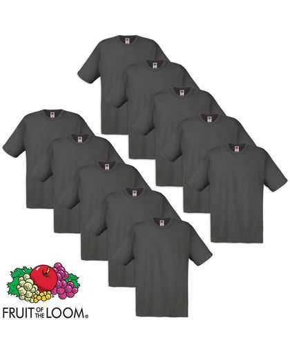 10 Fruit of the Loom Original T-shirt 100% katoen grafiet XL