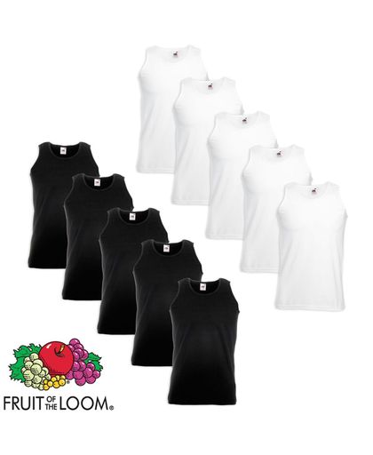 Fruit of the Loom 10 Value Weight Tank Top Cotton White and Black L