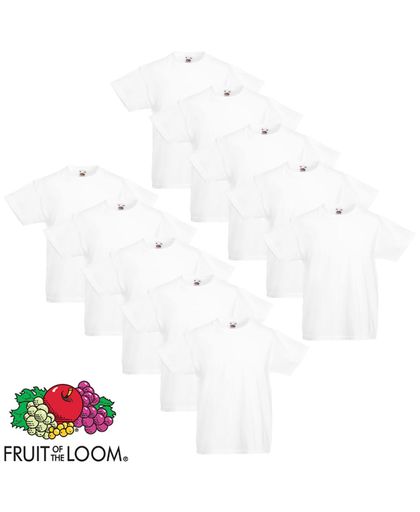 10 x Fruit of the Loom Original Kids T-shirt wit maat 116