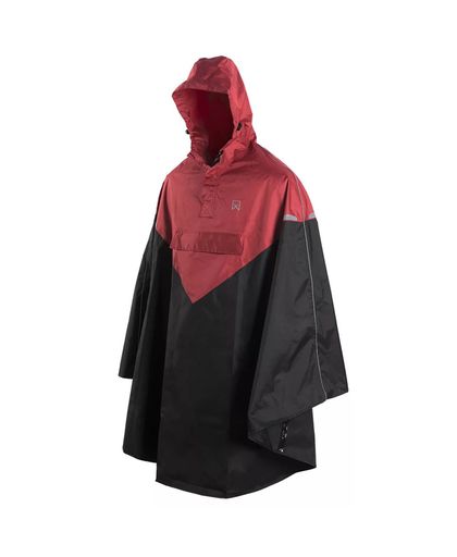 Willex Rain Poncho with Hood Size L/XL Red and Black 29222