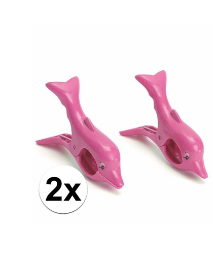 Dolfijnen handdoeken knijpers roze 2 stuks Roze