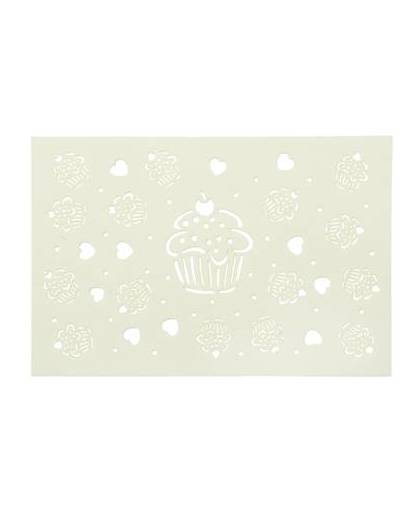 Clayre & eef placemat 45x30 cm natuur - wit, aubergine - stof