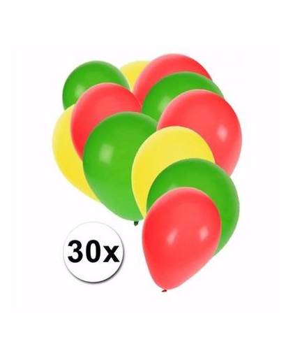 30x ballonnen in ghanese kleuren