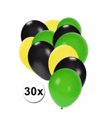 30x ballonnen in jamaicaanse kleuren