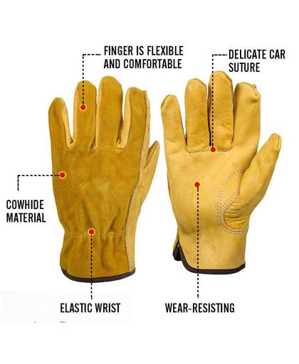 KOOPKoeienhuid mannen Werk Driver Handschoenen Security Bescherming Dragen Veiligheid Werknemers Lassen Jacht Handschoenen Voor Mannen 0007 
 OZERO