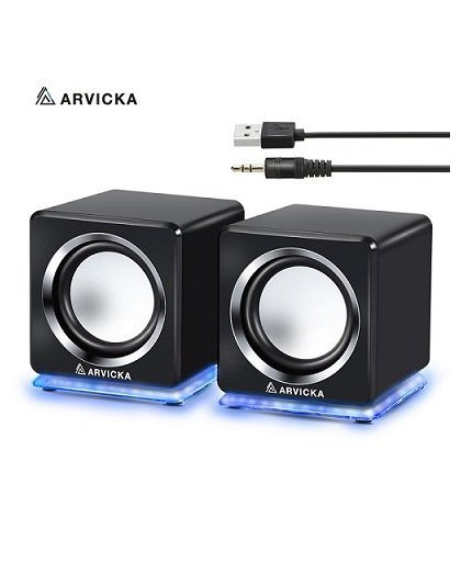 ARVICKA Wired Mini Computer Speakers LED USB 2.0 ST Speakers voor Laptop Desktop Telefoon 6 W Krachtige Upgrade Multimedia Speaker